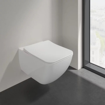 Villeroy & Boch Venticello Сиденье с крышкой для унитаза SlimSeat (Wrapover), с функцией автоматического опускания (SoftClosing), со снимаемым сиденьем (QuickRelease), Альпийский белый 9M79S101