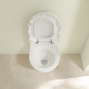 Villeroy & Boch Subway 2.0 Унитаз с открытым смывным краем Compact, настенный, с DirectFlush, Альпийский белый CeramicPlus, без сиденья 5606R0R1