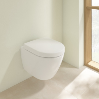 Villeroy & Boch Subway 2.0 Унитаз с открытым смывным краем Compact, настенный, с DirectFlush, Альпийский белый CeramicPlus, без сиденья 5606R0R1