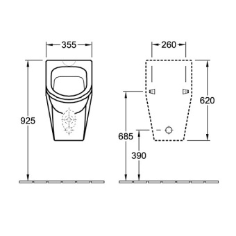 Villeroy & Boch Architectura Писсуар, подвод воды сверху, 355 x 385 mm, Альпийский белый 55730001