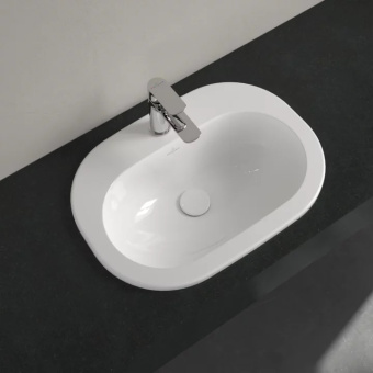 Villeroy & Boch O.novo Встраиваемая раковина, 560 x 405 x 200 mm, Альпийский белый, с переливом, нешлифованный 41615601