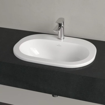 Villeroy & Boch O.novo Встраиваемая раковина, 560 x 405 x 200 mm, Альпийский белый, с переливом, нешлифованный 41615601