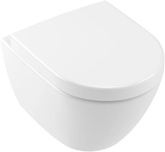 Villeroy & Boch Subway 2.0 Унитаз с открытым смывным краем Compact, настенный, с DirectFlush, Альпийский белый CeramicPlus, без сиденья 5606R0R1