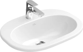 Villeroy & Boch O.novo Встраиваемая раковина, 560 x 405 x 200 mm, Альпийский белый, с переливом, нешлифованный 41615601