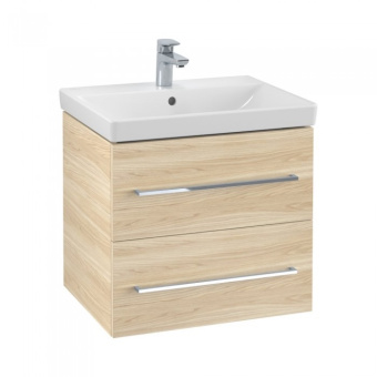 Villeroy & Boch Avento Тумба под раковину, 2 выдвижных ящика, 576 x 514 x 452 mm, Elm Impresso+Villeroy & Boch Avento Pаковина, 600 x 470 x 180 mm, Альпийский белый CeramicPlus, с переливом, нешлифованный A88900PN+415860R1