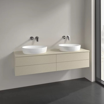 Villeroy & Boch Antao Тумба под раковину, с подсветкой, 4 выдвижных ящика, 1600 x 360 x 500 mm, фронтальная поверхность со структурной обработкой, Silk Grey Matt Lacquer / Silk Grey Matt Lacquer L28110HJ