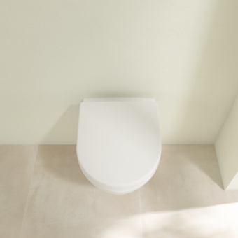 Villeroy & Boch Subway 2.0 Унитаз с открытым смывным краем Compact, настенный, с DirectFlush, Альпийский белый CeramicPlus, без сиденья 5606R0R1