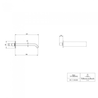 Villeroy & Boch Dawn Излив для ванны Хром сатинированный TVT10650515274