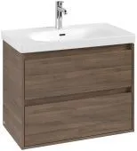 Villeroy & Boch Skyla КОМПЛЕКТ Тумба под раковину, 2 выдвижных ящика, 772 x 596 x 439 mm, Arizona Oak +Skyla Pаковина для установки на тумбу, 800 x 460 x 160 mm, с переливом, Альпийский белый C79600VH+5A518001