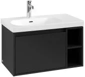 Villeroy & Boch Skyla КОМПЛЕКТ Тумба под раковину, 1 выдвижной ящик, 772 x 436 x 439 mm,Volcano Black + Skyla Pаковина для установки на тумбу крыло справа, 800 x 460 x 160 mm, с переливом, Альпийский белый C78800VL+5A52L101