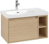 Villeroy & Boch Skyla КОМПЛЕКТ Тумба под раковину, 1 выдвижной ящик, 772 x 436 x 439 mm,Nordic Oak+ Skyla Pаковина для установки на тумбу крыло справа, 800 x 460 x 160 mm, с переливом, Альпийский белый C78800VJ+5A52L101