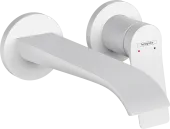 Hansgrohe Vivenis Смеситель для раковины, скрытого монтажа, однорычажный,  настенный, с изливом 19,2 см, матовый белый 75050700
