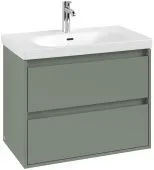 Villeroy & Boch Skyla КОМПЛЕКТ Тумба под раковину, 2 выдвижных ящика, 772 x 596 x 439 mm, Soft Green +Skyla Pаковина для установки на тумбу, 800 x 460 x 160 mm, с переливом, Альпийский белый C79600AF+5A518001