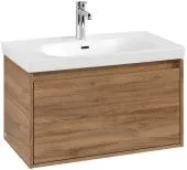 Villeroy & Boch Skyla КОМПЛЕКТ Тумба под раковину, 2 выдвижных ящика, 772 x 596 x 439 mm, Oak Kansas +Skyla Pаковина для установки на тумбу, 800 x 460 x 160 mm, с переливом, Альпийский белый C78600RH+5A518001