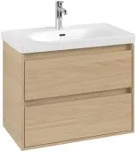 Villeroy & Boch Skyla КОМПЛЕКТ Тумба под раковину, 2 выдвижных ящика, 772 x 596 x 439 mm, Nordic Oak +Skyla Pаковина для установки на тумбу, 800 x 460 x 160 mm, с переливом, Альпийский белый C79600VJ+5A518001