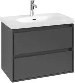 Villeroy & Boch Skyla КОМПЛЕКТ Тумба под раковину, 2 выдвижных ящика, 772 x 596 x 439 mm, Graphite +Skyla Pаковина для установки на тумбу, 800 x 460 x 160 mm, с переливом, Альпийский белый C79600VR+5A518001