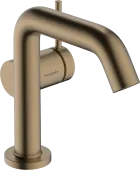 Hansgrohe, Tecturis S, Смеситель для раковины 110 Fine CoolStart EcoSmart+, однорычажный, со сливным гарнитуром Push-Open, шлифованная бронза 73320140