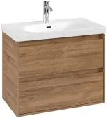 Villeroy & Boch Skyla КОМПЛЕКТ Тумба под раковину, 2 выдвижных ящика, 772 x 596 x 439 mm, Oak Kansas +Skyla Pаковина для установки на тумбу, 800 x 460 x 160 mm, с переливом, Альпийский белый C79600RH+5A518001