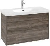 Villeroy & Boch Skyla Тумба под раковину, 2 выдвижных ящика, 972 x 596 x 439 mm, Stone Oak +Skyla Pаковина для установки на тумбу, 1000 x 470 x 165 mm, с переливом, Альпийский белый C79900RK+5A51A501