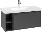 Villeroy & Boch Skyla КОМПЛЕКТ Тумба под раковину, 1 выдвижной ящик, 972 x 436 x 439 mm, Graphite +Skyla Pаковина для установки на тумбу, 1000 x 470 x 165 mm, с переливом, Альпийский белый C79000VR+5A51A501