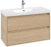 Villeroy & Boch Skyla Тумба под раковину, 2 выдвижных ящика, 972 x 596 x 439 mm, Nordic Oak +Skyla Pаковина для установки на тумбу, 1000 x 470 x 165 mm, с переливом, Альпийский белый C79900VJ+5A51A501