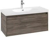Villeroy & Boch Skyla КОМПЛЕКТ Тумба под раковину, 1 выдвижной ящик (2 ящика), 972 x 436 x 439 mm,Stone Oak+Skyla Pаковина для установки на тумбу, 1000 x 470 x 165 mm, с переливом, Альпийский белый C78900RK+5A51A501