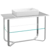 Villeroy & Boch КОМПЛЕКТ Antheus Мраморная столешница с подставкой из глянцевой стали, 1200 x 745 x 570 mm / Carrara + Раковина для установки на столешницу, 645 x 390 x 150 mm, Альпийский белый CeramicPlus, без перелива, нешлифованный B06401RC+4A1065R1