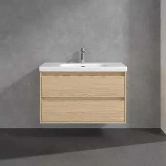 Villeroy & Boch Skyla Тумба под раковину, 2 выдвижных ящика, 972 x 596 x 439 mm, Nordic Oak +Skyla Pаковина для установки на тумбу, 1000 x 470 x 165 mm, с переливом, Альпийский белый C79900VJ+5A51A501