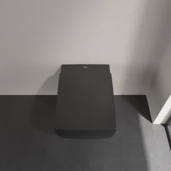 Villeroy & Boch Memento 2.0 Унитаз с открытым смывным краем, настенный, смыв DirectFlush, Pure Black CeramicPlus, без сиденья 4633R0R7