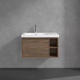 Villeroy & Boch Skyla КОМПЛЕКТ Тумба под раковину, 1 выдвижной ящик, 772 x 436 x 439 mm,Arizona Oak + Skyla Pаковина для установки на тумбу крыло справа, 800 x 460 x 160 mm, с переливом, Альпийский белый C78800VH+5A52L101