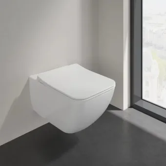 Villeroy & Boch Venticello Сиденье с крышкой для унитаза SlimSeat LINE (Sandwich), с функцией автоматического опускания (SoftClosing), со снимаемым сиденьем (QuickRelease), Альпийский белый 9M80S101