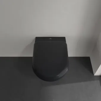Villeroy & Boch Antao Унитаз с открытым смывным краем, настенный, смыв TwistFlush, Pure Black CeramicPlus, без сиденья 4674T0R7