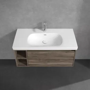 Villeroy & Boch Skyla КОМПЛЕКТ Тумба под раковину, 1 выдвижной ящик, 972 x 436 x 439 mm, Stone Oak +Skyla Pаковина для установки на тумбу, 1000 x 470 x 165 mm, с переливом, Альпийский белый C79000RK+5A51A501