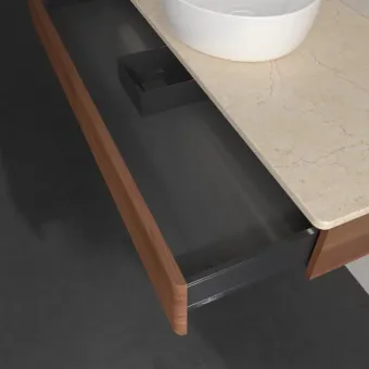 Villeroy & Boch Antao Тумба под раковину, с подсветкой, 1 выдвижной ящик, 1200 x 190 x 500 mm, фронтальная поверхность со структурной обработкой, Warm Walnut / Botticino L10113HM