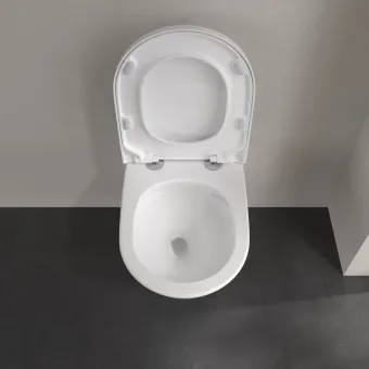 Villeroy & Boch Subway 3.0 Унитаз с открытым смывным краем, настенный, смыв TwistFlush, Stone White (Белый матовый) CeramicPlus 4670T0RW