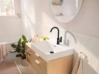 Hansgrohe Rebris S Смеситель для раковины 210, однорычажный, с поворотным изливом, со сливным гарнитуром, матовый черный 72536670