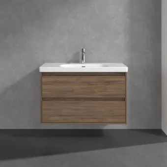 Villeroy & Boch Skyla Тумба под раковину, 2 выдвижных ящика, 972 x 596 x 439 mm, Arizona Oak +Skyla Pаковина для установки на тумбу, 1000 x 470 x 165 mm, с переливом, Альпийский белый C79900VH+5A51A501