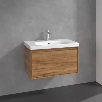 Villeroy & Boch Skyla КОМПЛЕКТ Тумба под раковину, 2 выдвижных ящика, 772 x 596 x 439 mm, Oak Kansas +Skyla Pаковина для установки на тумбу, 800 x 460 x 160 mm, с переливом, Альпийский белый C78600RH+5A518001