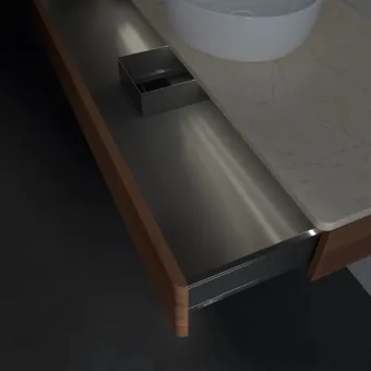 Villeroy & Boch Antao Тумба под раковину, с подсветкой, 1 выдвижной ящик, 1200 x 190 x 500 mm, фронтальная поверхность со структурной обработкой, Warm Walnut / Botticino L10113HM