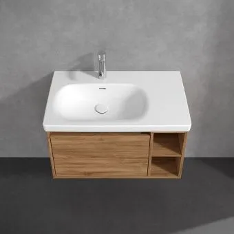 Villeroy & Boch Skyla КОМПЛЕКТ Тумба под раковину, 1 выдвижной ящик, 772 x 436 x 439 mm,Brilliant White + Skyla Pаковина для установки на тумбу крыло справа, 800 x 460 x 160 mm, с переливом, Альпийский белый C78800RH+5A52L101