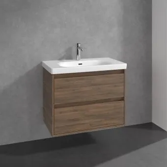 Villeroy & Boch Skyla КОМПЛЕКТ Тумба под раковину, 2 выдвижных ящика, 772 x 596 x 439 mm, Arizona Oak +Skyla Pаковина для установки на тумбу, 800 x 460 x 160 mm, с переливом, Альпийский белый C79600VH+5A518001