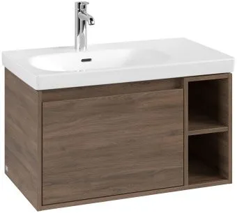 Villeroy & Boch Skyla КОМПЛЕКТ Тумба под раковину, 1 выдвижной ящик, 772 x 436 x 439 mm,Arizona Oak + Skyla Pаковина для установки на тумбу крыло справа, 800 x 460 x 160 mm, с переливом, Альпийский белый C78800VH+5A52L101