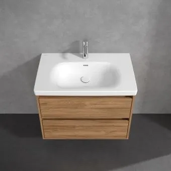 Villeroy & Boch Skyla КОМПЛЕКТ Тумба под раковину, 2 выдвижных ящика, 772 x 596 x 439 mm, Oak Kansas +Skyla Pаковина для установки на тумбу, 800 x 460 x 160 mm, с переливом, Альпийский белый C79600RH+5A518001