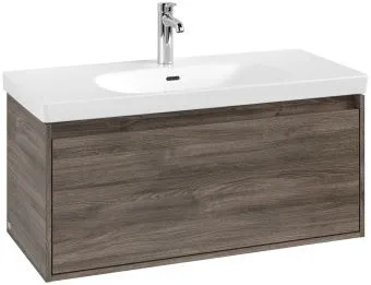 Villeroy & Boch Skyla КОМПЛЕКТ Тумба под раковину, 1 выдвижной ящик (2 ящика), 972 x 436 x 439 mm,Stone Oak+Skyla Pаковина для установки на тумбу, 1000 x 470 x 165 mm, с переливом, Альпийский белый C78900RK+5A51A501