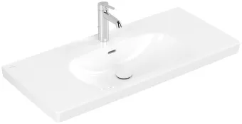 Villeroy & Boch Skyla КОМПЛЕКТ Тумба под раковину, 1 выдвижной ящик, 972 x 436 x 439 mm, Volcano Black +Skyla Pаковина для установки на тумбу, 1000 x 470 x 165 mm, с переливом, Альпийский белый C79000VL+5A51A501