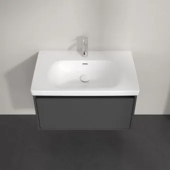 Villeroy & Boch Skyla КОМПЛЕКТ Тумба под раковину, 2 выдвижных ящика, 772 x 596 x 439 mm, Graphite +Skyla Pаковина для установки на тумбу, 800 x 460 x 160 mm, с переливом, Альпийский белый C78600VR+5A518001