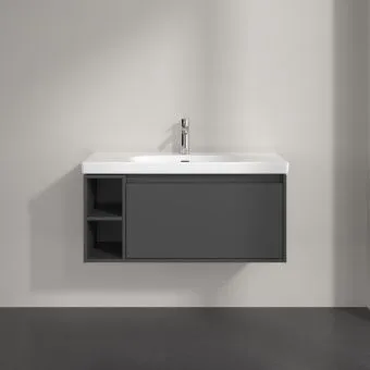 Villeroy & Boch Skyla КОМПЛЕКТ Тумба под раковину, 1 выдвижной ящик, 972 x 436 x 439 mm, Graphite +Skyla Pаковина для установки на тумбу, 1000 x 470 x 165 mm, с переливом, Альпийский белый C79000VR+5A51A501