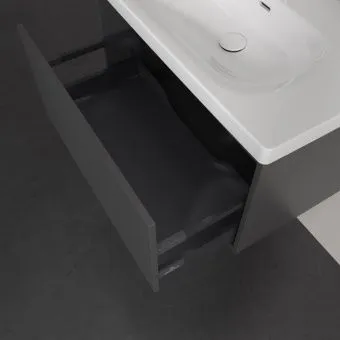 Villeroy & Boch Skyla КОМПЛЕКТ Тумба под раковину, 2 выдвижных ящика, 772 x 596 x 439 mm, Graphite +Skyla Pаковина для установки на тумбу, 800 x 460 x 160 mm, с переливом, Альпийский белый C78600VR+5A518001