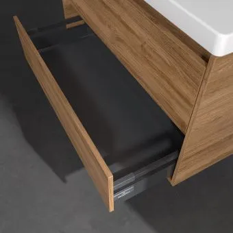 Villeroy & Boch Skyla Тумба под раковину, 2 выдвижных ящика, 972 x 596 x 439 mm, Oak Kansas +Skyla Pаковина для установки на тумбу, 1000 x 470 x 165 mm, с переливом, Альпийский белый C79900RH+5A51A501