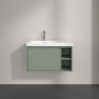 Villeroy & Boch Skyla КОМПЛЕКТ Тумба под раковину, 1 выдвижной ящик, 772 x 436 x 439 mm,Soft Green + Skyla Pаковина для установки на тумбу крыло справа, 800 x 460 x 160 mm, с переливом, Альпийский белый C78800AF+5A52L101